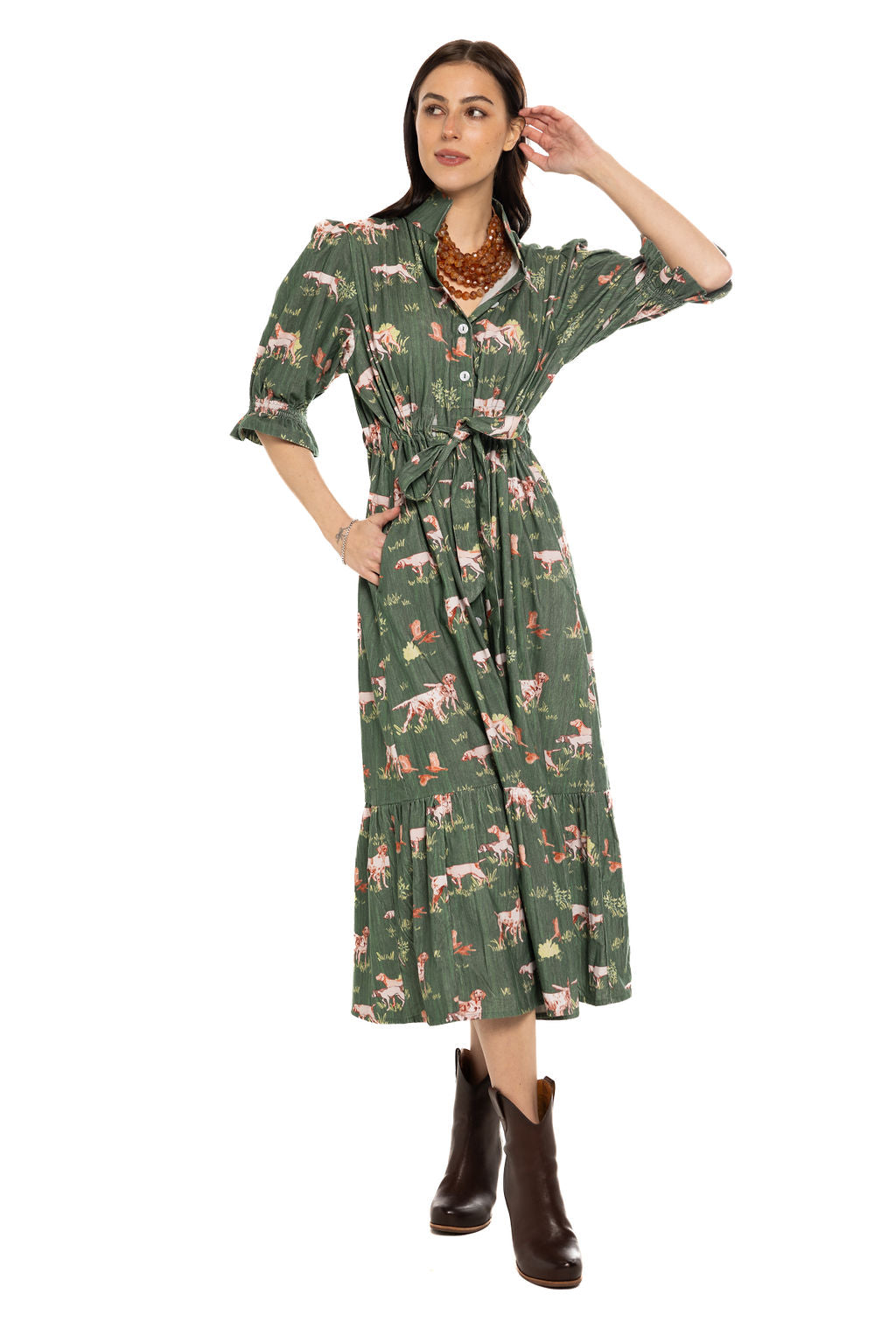 Catherine Dress Cord Dogs on the Hunt