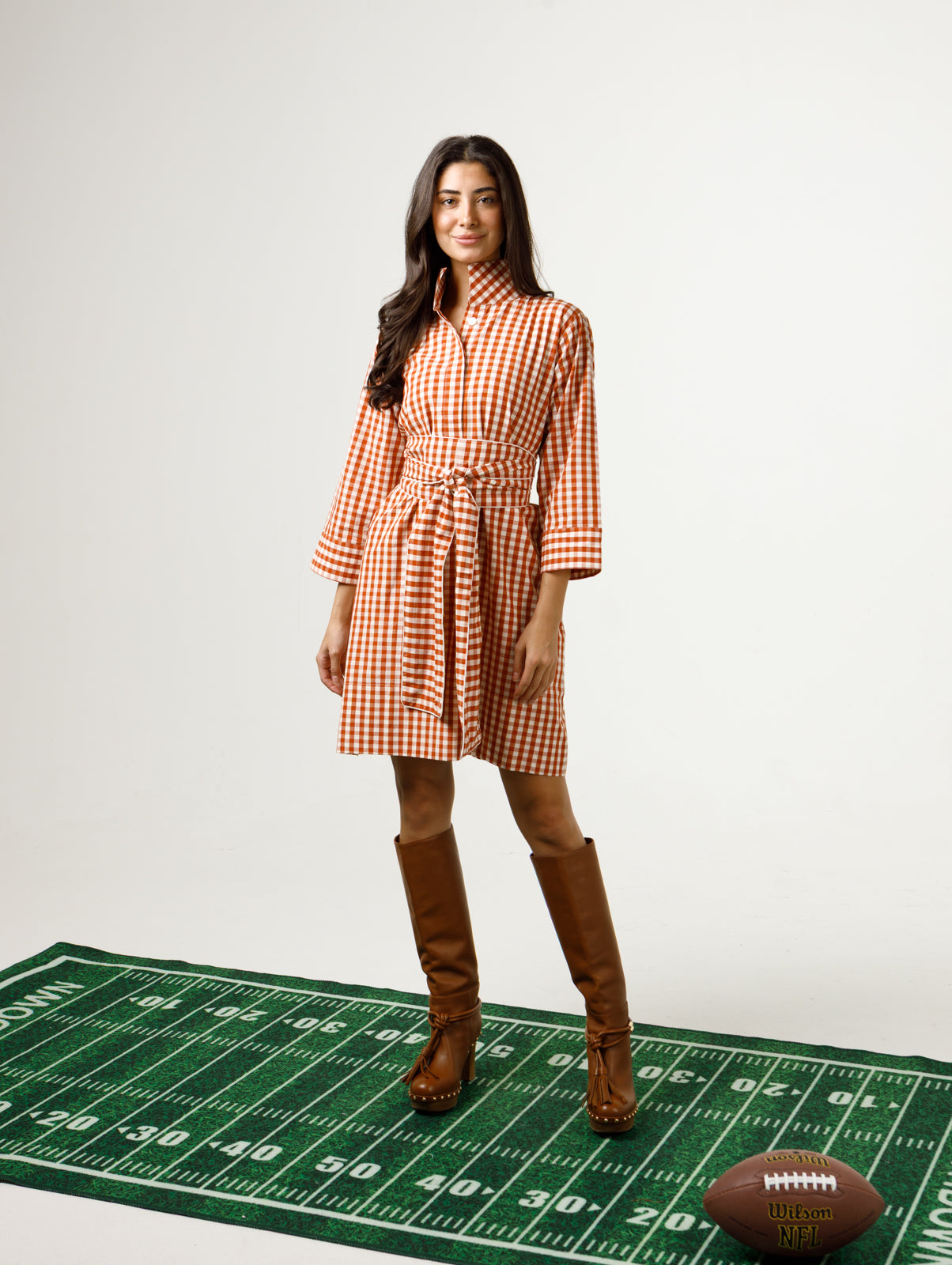 Burnt Orange and White Gingham / XS/S
