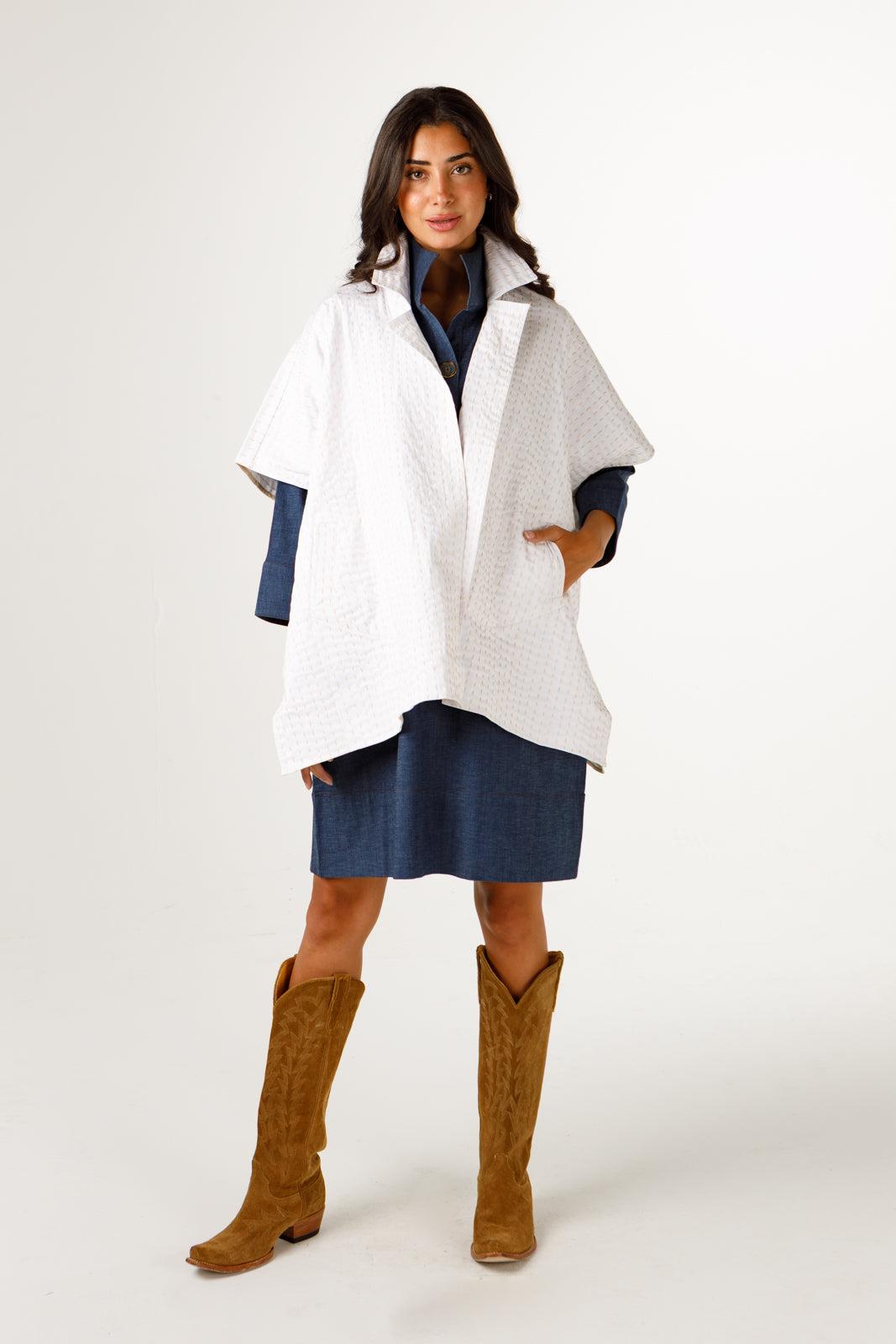 White w/ Off White Embroidery / OS