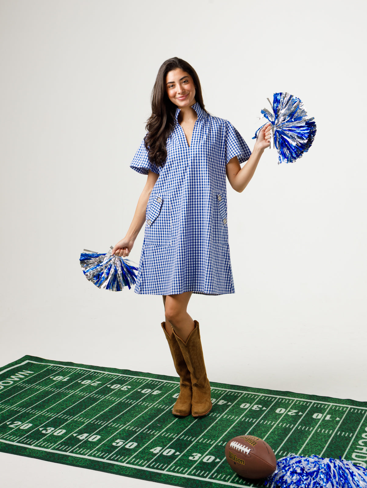 Wildcat Blue and White Gingham / XS/S