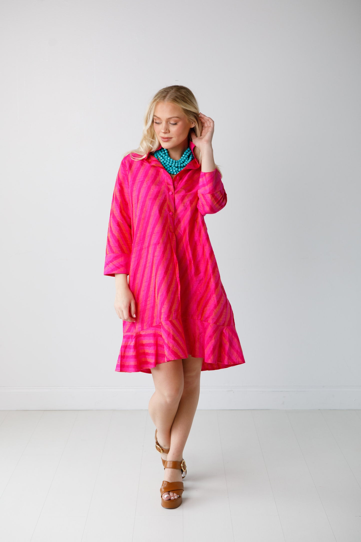 Sallie Dress-Bright Pink Stripe