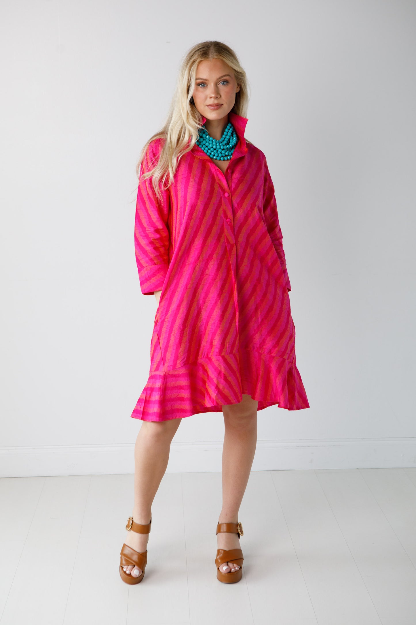 Sallie Dress-Bright Pink Stripe