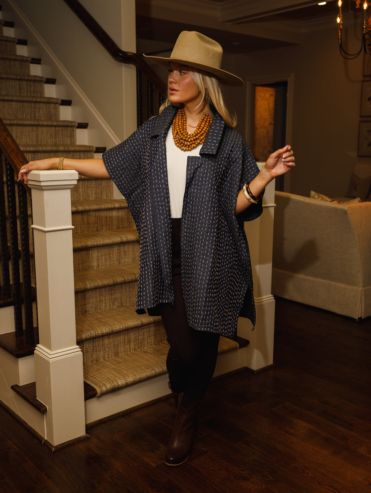 Long Sela Coat- Stitched Denim