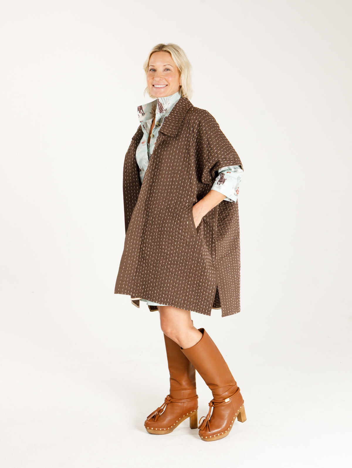 Long Sela Coat- Chocolate Brown