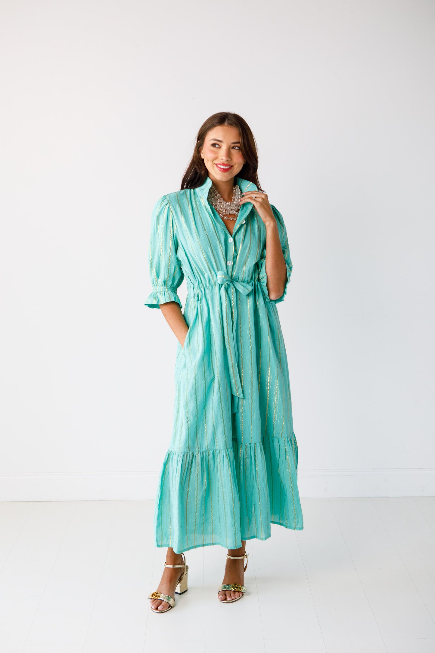 Catherine Dress-Green Lurex Resort 2025