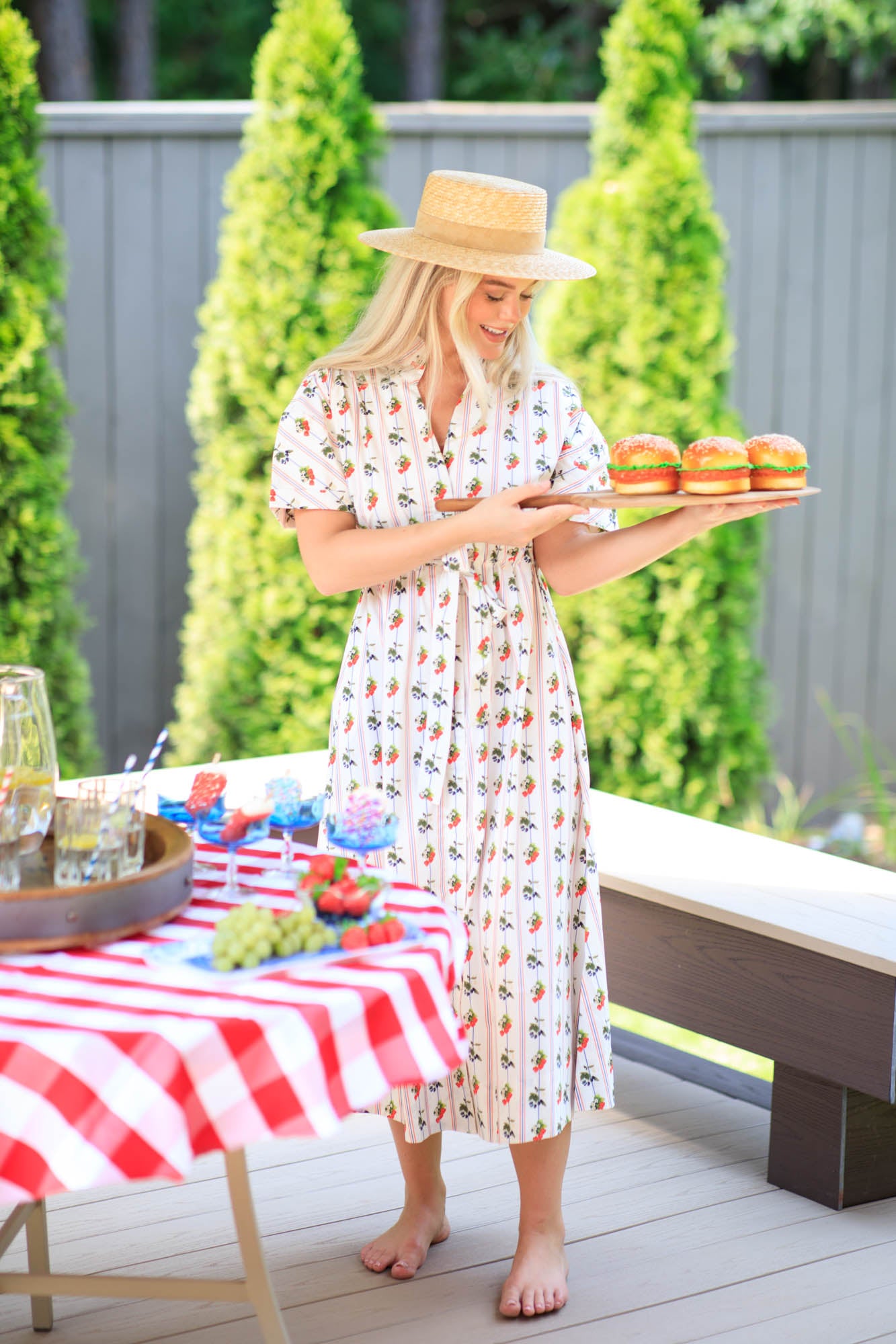 Bria Dress-Red White and Berry/Yellow Seersucker