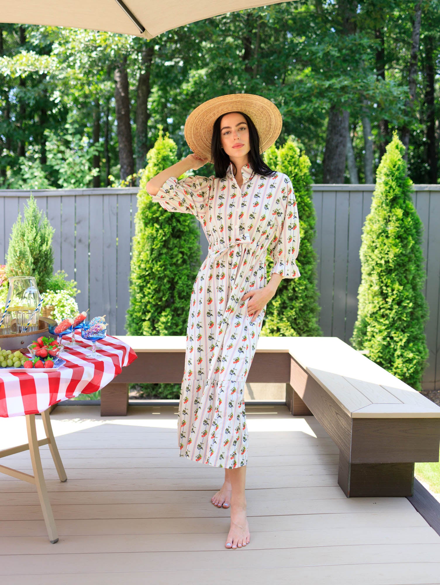 Catherine Dress-Red, White and Berry/Blue Seersucker – Holly Shae Design